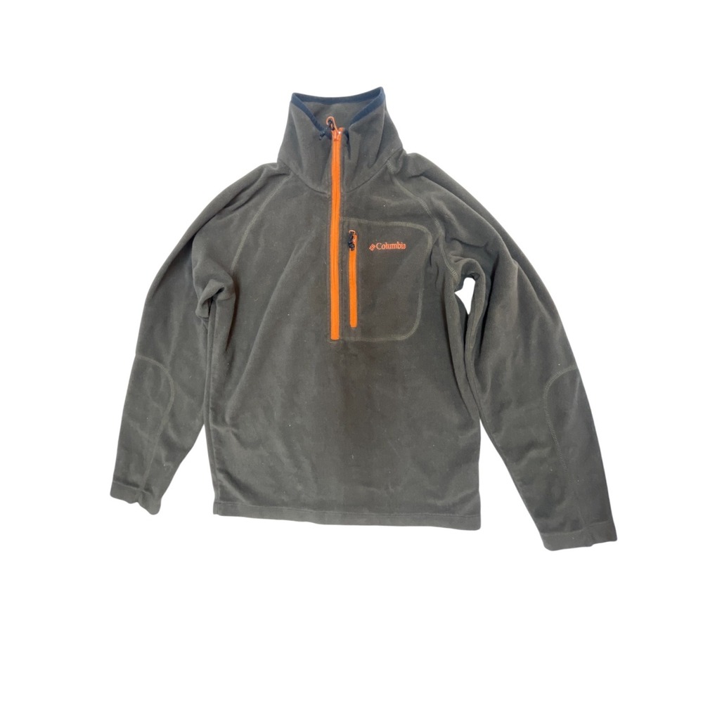 Columbia Youth 14/16‎ Fleece Pullover Quarter Zip Brown Orange